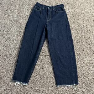COS Jeans Womens 25 Dark Wash Blue High Rise Tapered Ankle Raw Hem‎ Denim